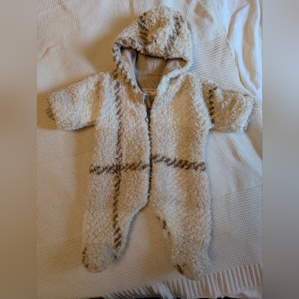 Michele Kids Cream and Brown Hooded Footie
